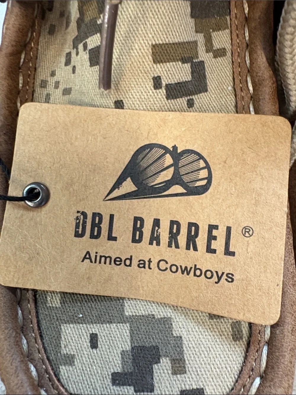 DBL Barrel Kids' Moccasin Shoes in Brown with Camo